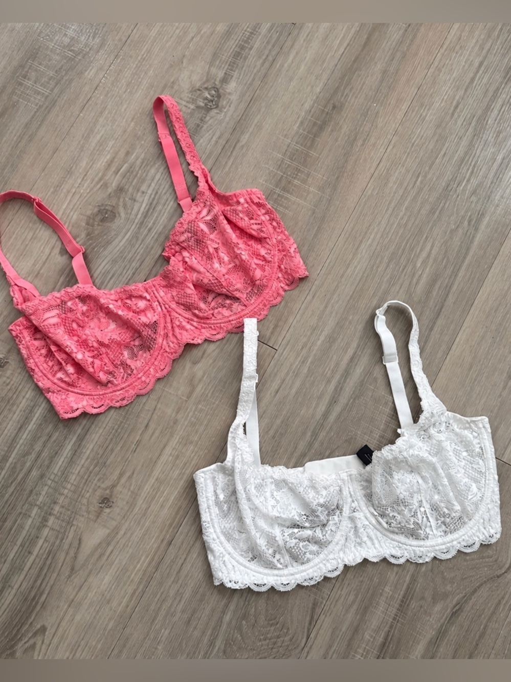 2- COSABELLA Lace White and Pink Balconette Bras, 34E